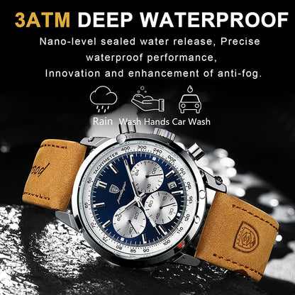 POEDAGAR Men’s Elite Waterproof Timepiece