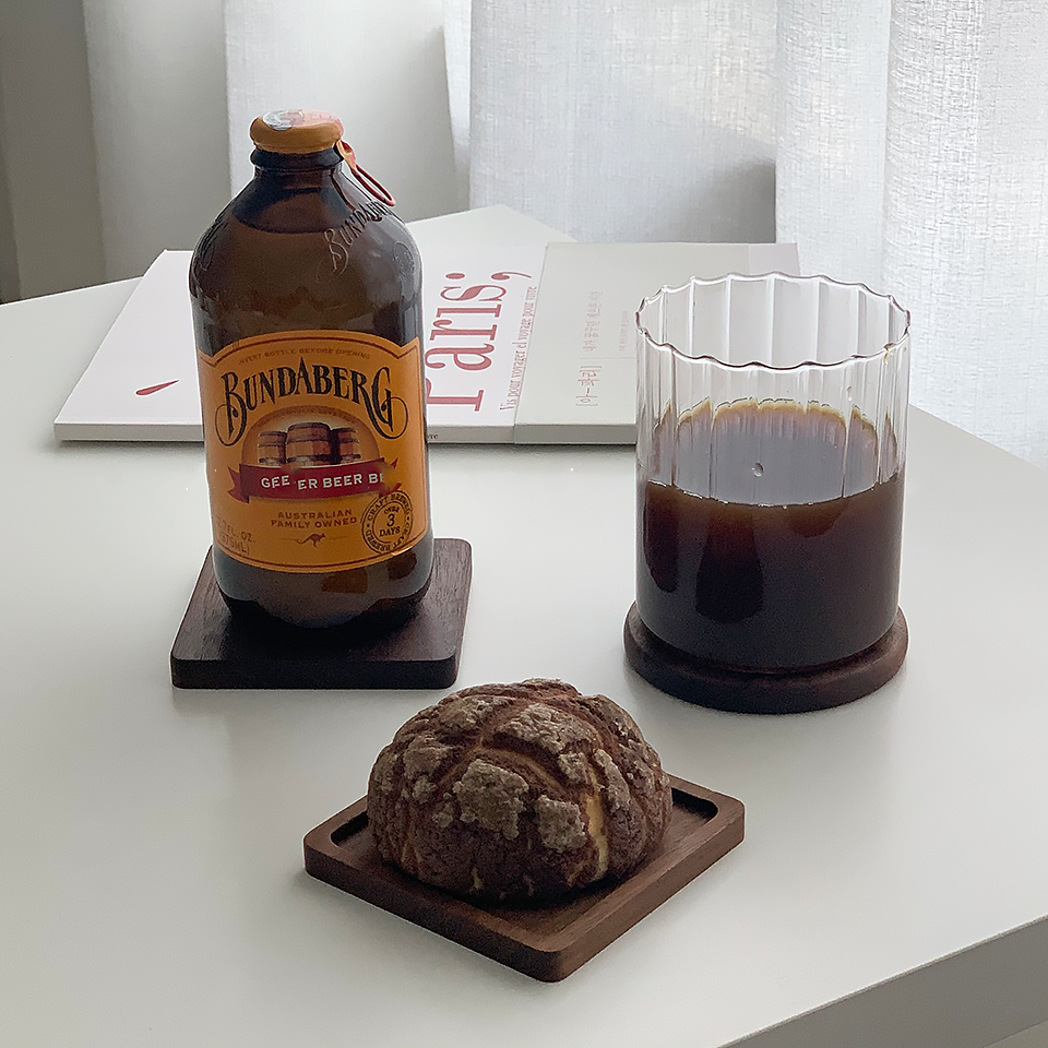 Japanese Walnut Artisan Coaster Set