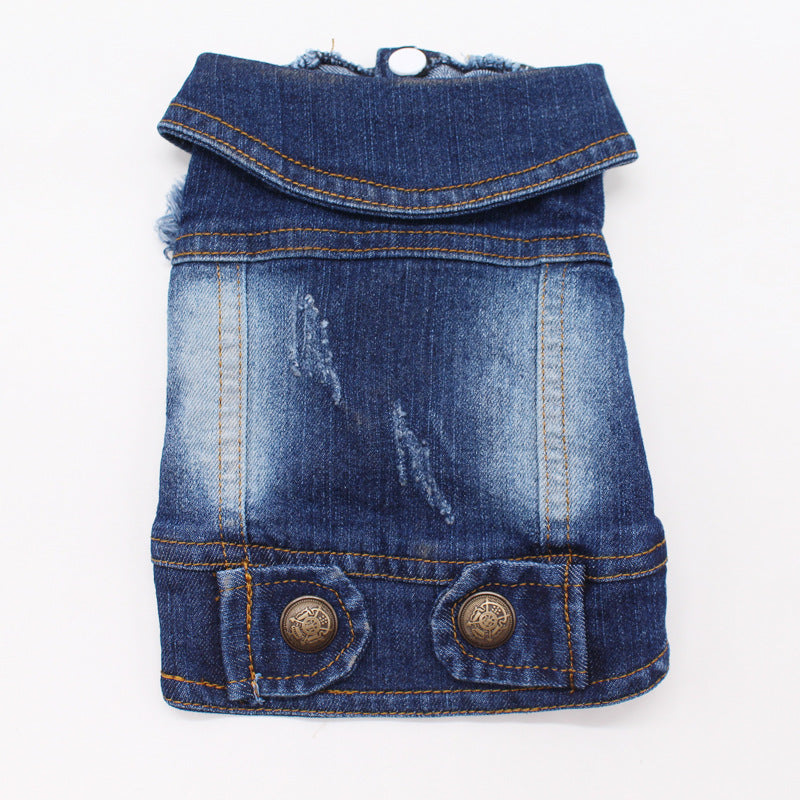 Chic Scratch Pattern Denim Pet Vest