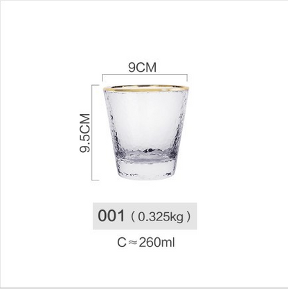 Luxury Hammered Gold Glass Cup