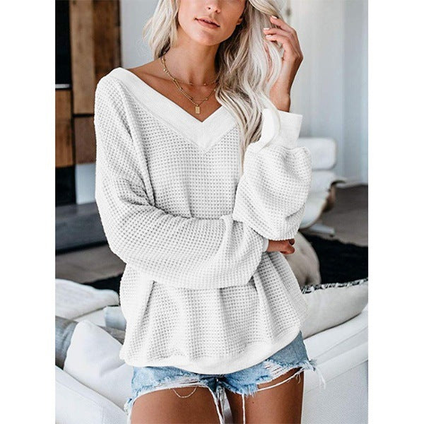 Plaid V-Neck Casual Knit Sweater