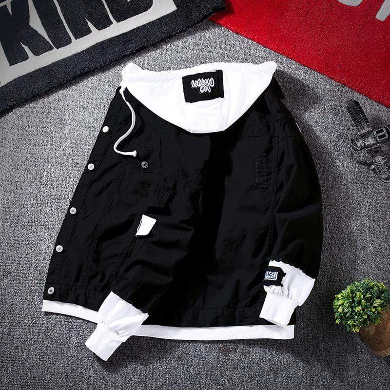 Men's Korean Denim Baseball Coat