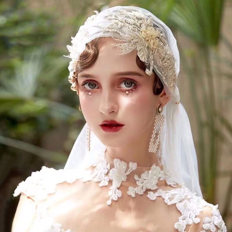 Elegant Bride Sequined Veil Cap