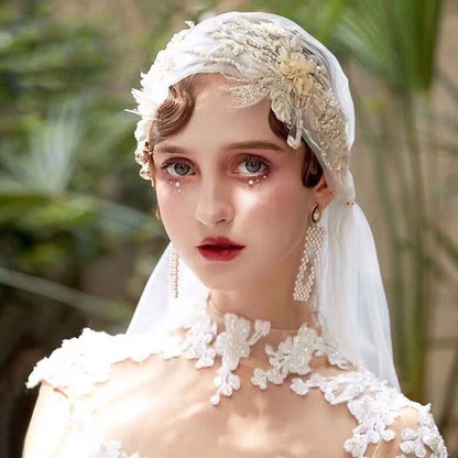 Elegant Bride Sequined Veil Cap