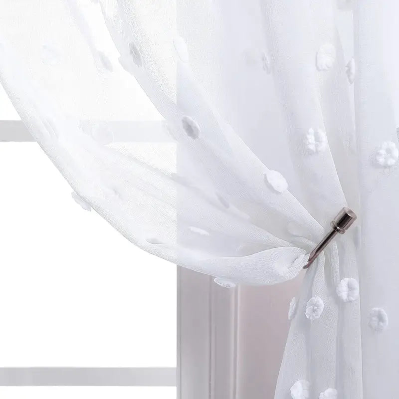 Bohemian Floral Sheer Window Drapes