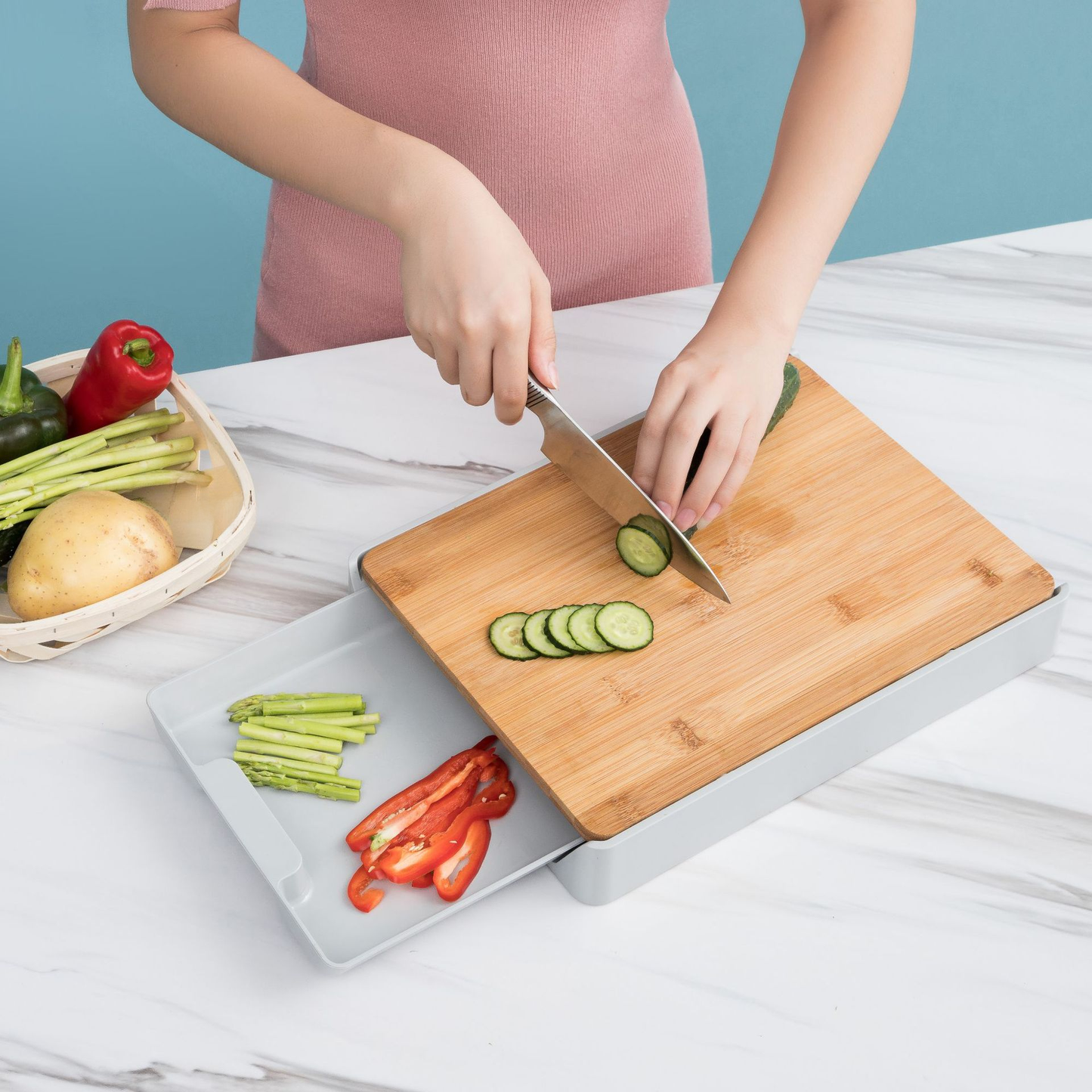 All-in-One Kitchen Board with Storage