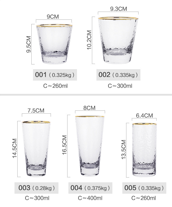 Luxury Hammered Gold Glass Cup