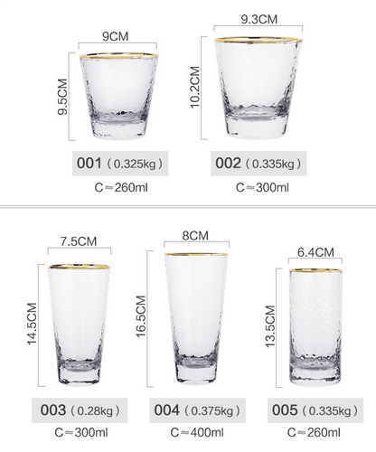 Luxury Hammered Gold Glass Cup