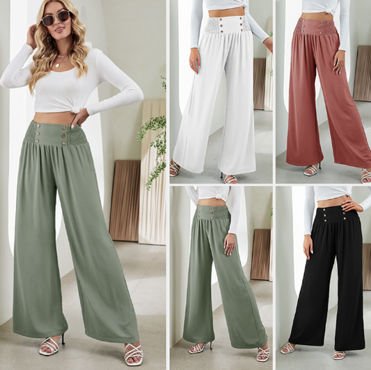 Ibhulukwe i-WOLFF Elastic High Waist Wide Leg B3085