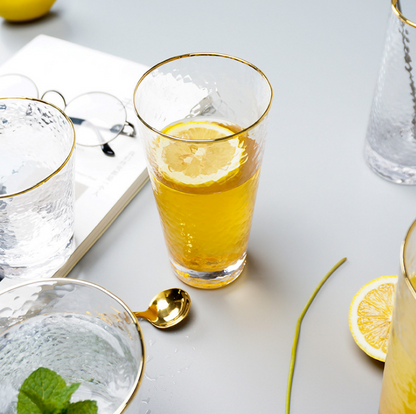 Luxury Hammered Gold Glass Cup