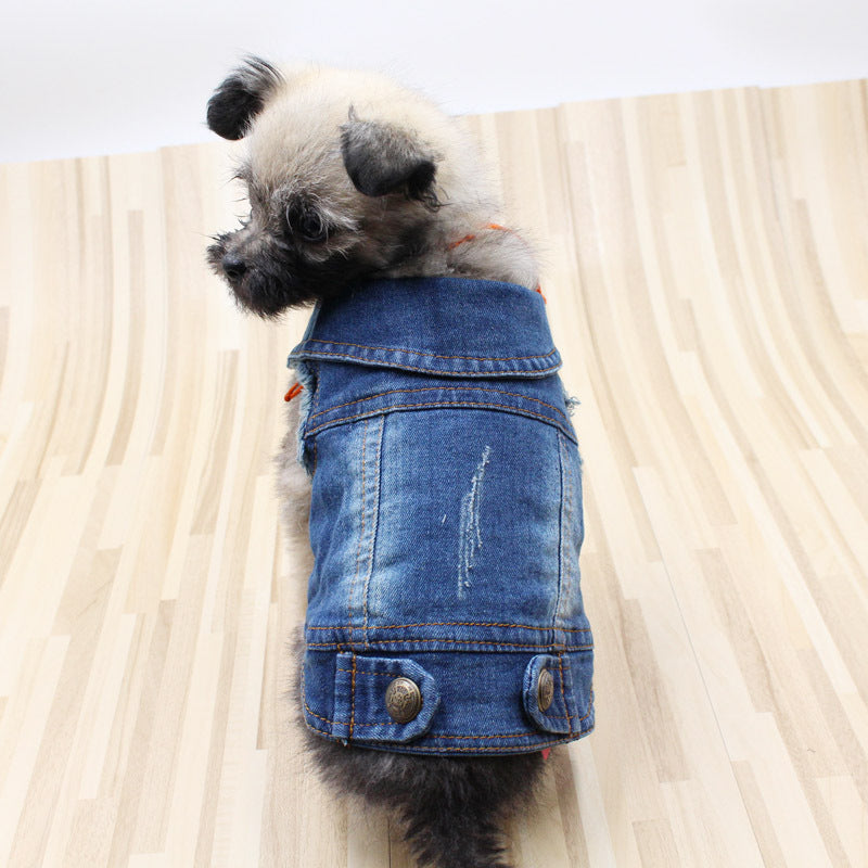 Chic Scratch Pattern Denim Pet Vest