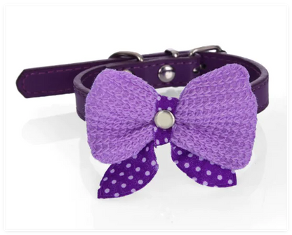 Chic Bow-Knit Pet Collar