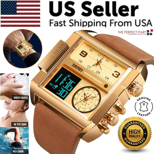 SKMEI Triple Timer Leather Sport Watch