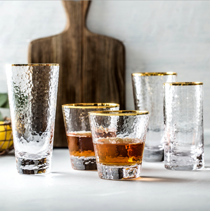 Luxury Hammered Gold Glass Cup