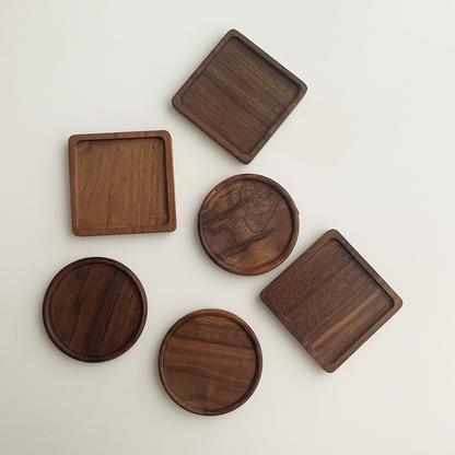 Japanese Walnut Artisan Coaster Set