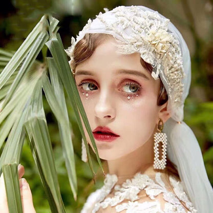 Elegant Bride Sequined Veil Cap