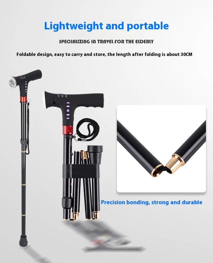 Slim Opvoubare Wandelstok met LED-lig
