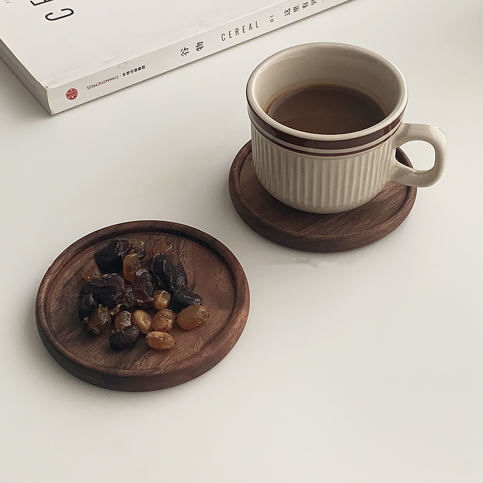 Japanese Walnut Artisan Coaster Set