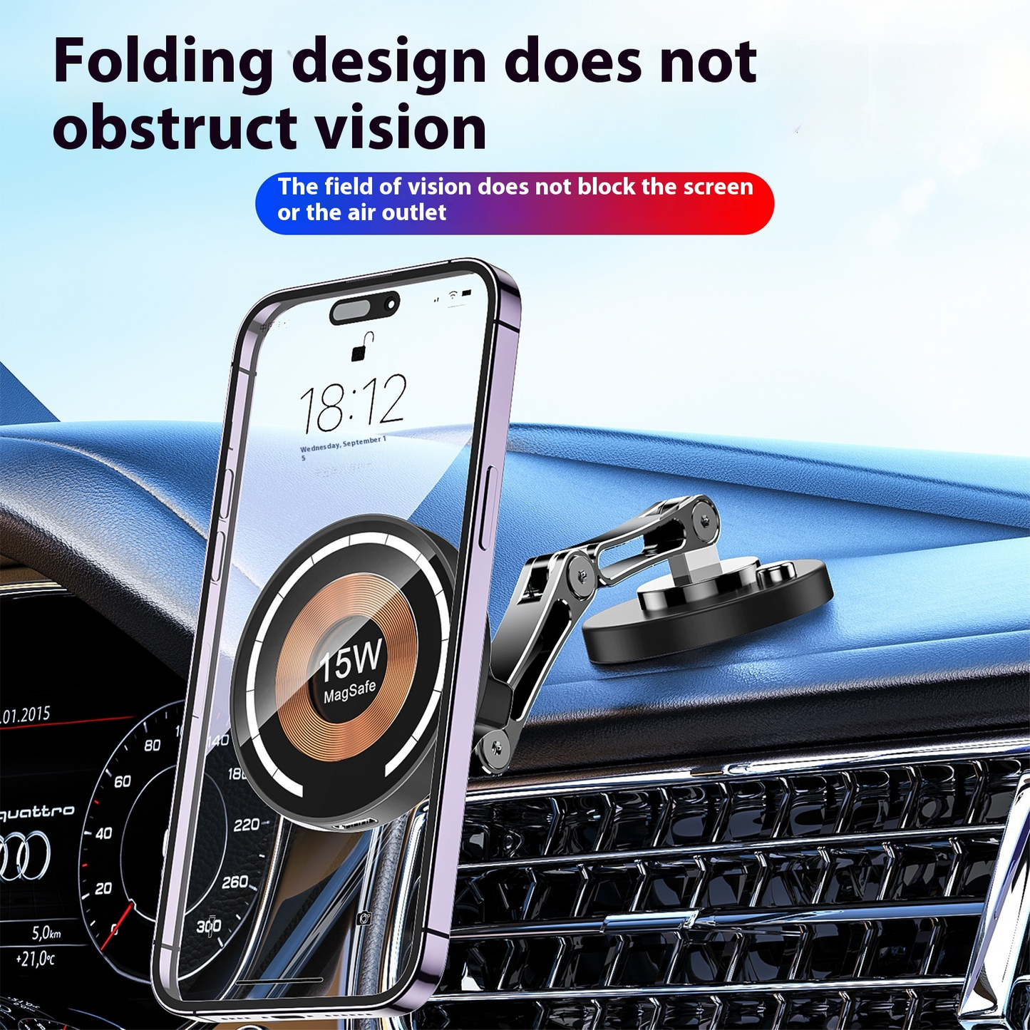 360-Degree Rotating Magnetic Car Mount 15W
