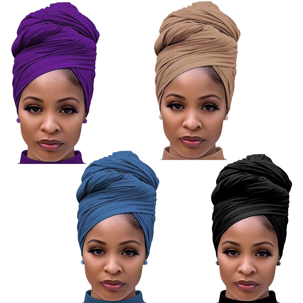 Elastic Jersey Head Wraps - QSolid Color Multi-Pack
