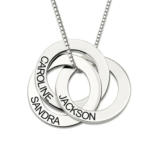 Custom Trio-Tone Circle Necklace S925