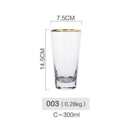 Luxury Hammered Gold Glass Cup