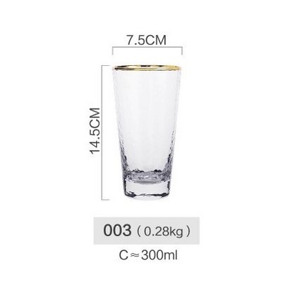 Luxury Hammered Gold Glass Cup