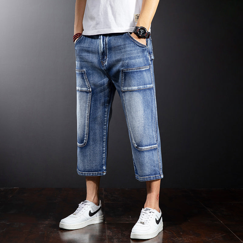 Men's Casual Over-Knee Denim Shorts