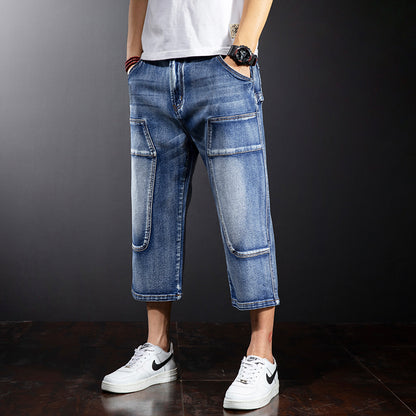 Men's Casual Over-Knee Denim Shorts