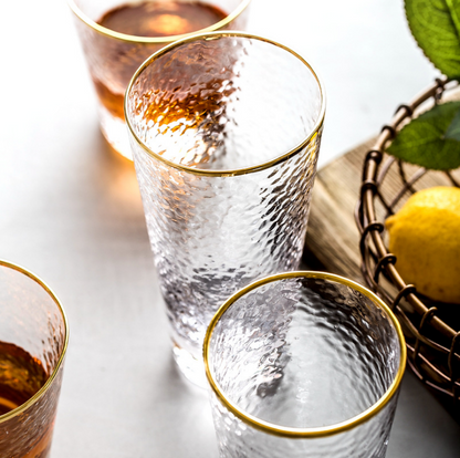 Luxury Hammered Gold Glass Cup