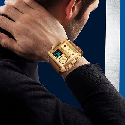 SKMEI Triple Timer Leather Sport Watch