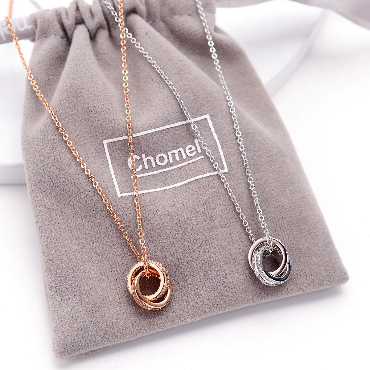 S925 Silver Twin Halo Necklace