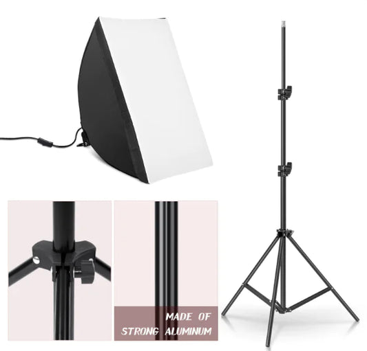 Apple-Compatible 50x70cm Softbox and 85W Light with 2m Tripod