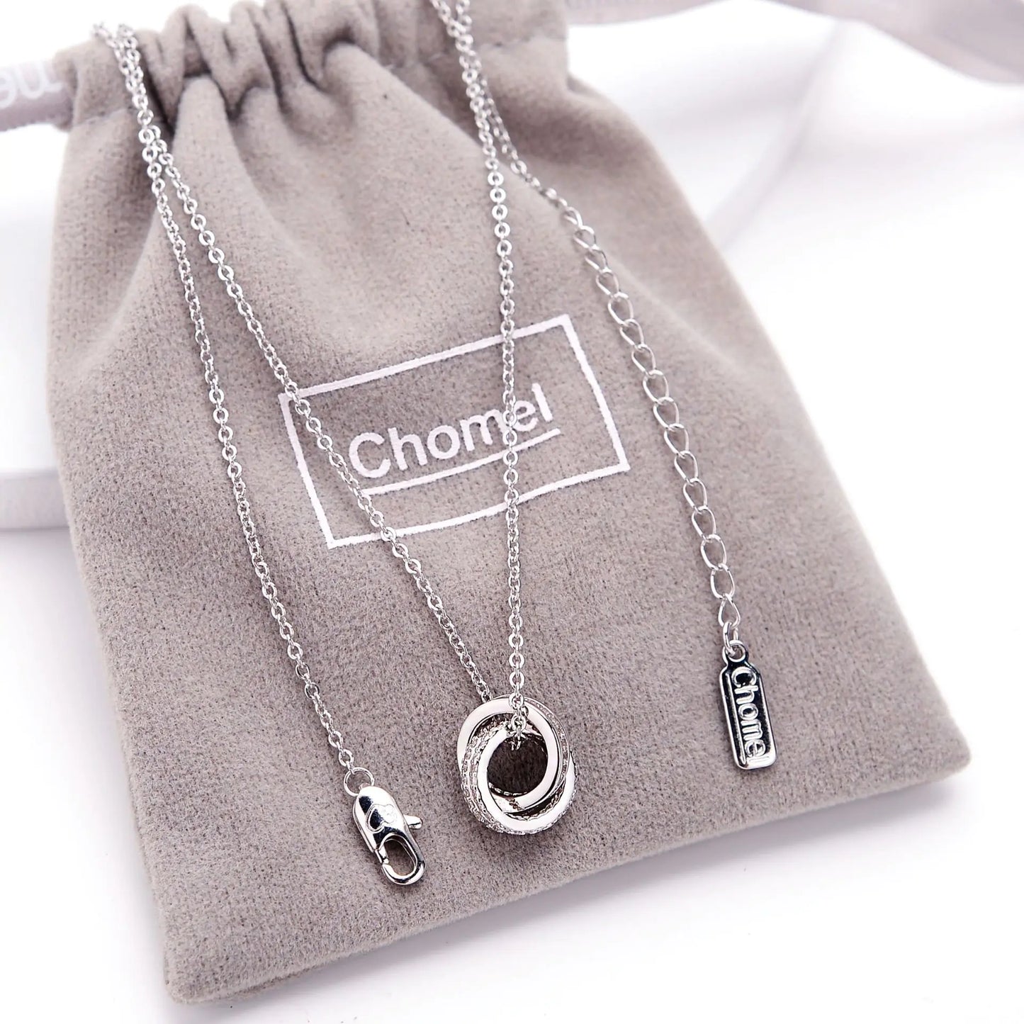 S925 Silver Twin Halo Necklace