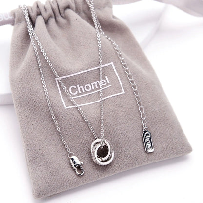 S925 Silver Twin Halo Necklace